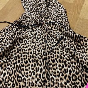 Betsy Johnson velour hooded gown, leopard print